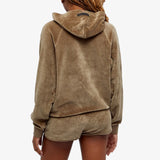 WOMEN VELOUR HOODIE WOOD