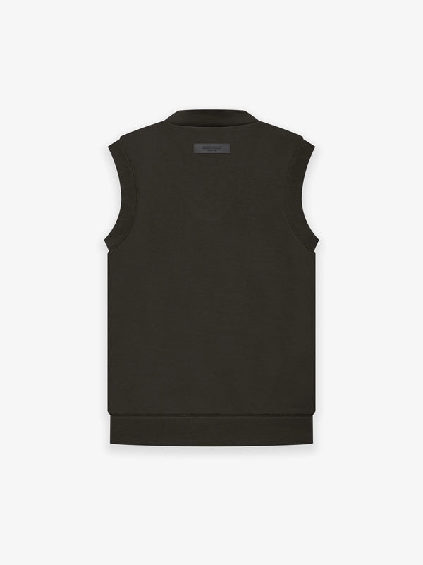 ESSENTIALS  V NECK VEST OFF BLACK