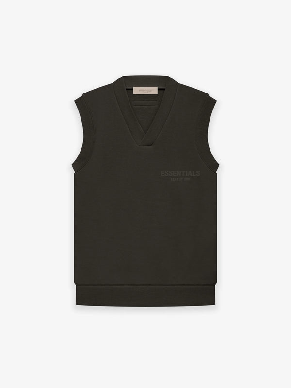 ESSENTIALS  V NECK VEST OFF BLACK