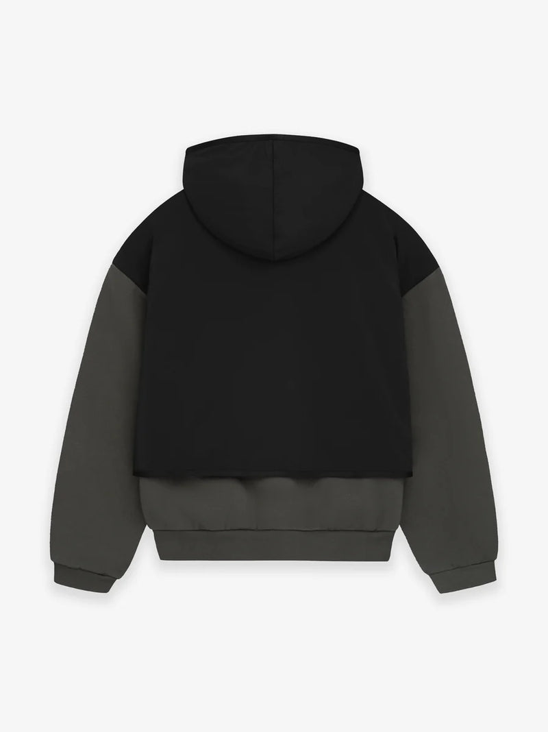 MEN-NYLON FLEECE HOODED SWEATER-INK/ JET BLACK