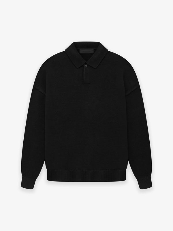 ESSENTIALS KNIT POLO-BLACK-CORE