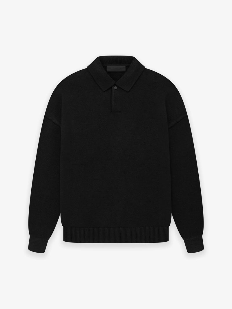 ESSENTIALS KNIT POLO-BLACK-CORE