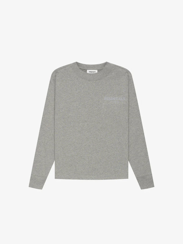 KIDS LONG SLEEVE TEE DARK HEATHER OATMEAL