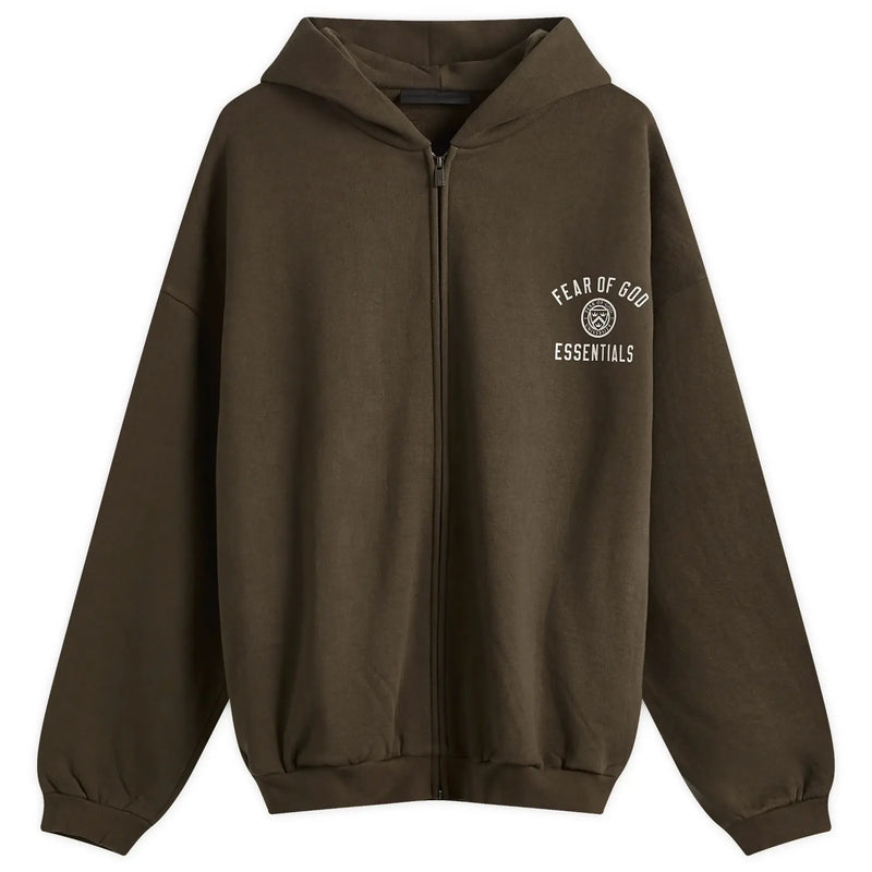 HEAVY FLEECE FULLZIP HOODIE - BROWN