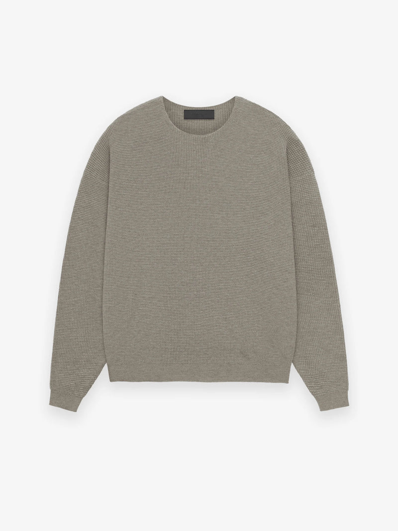 WAFFLE CREWNECK SWEATER - DARK HEATHER