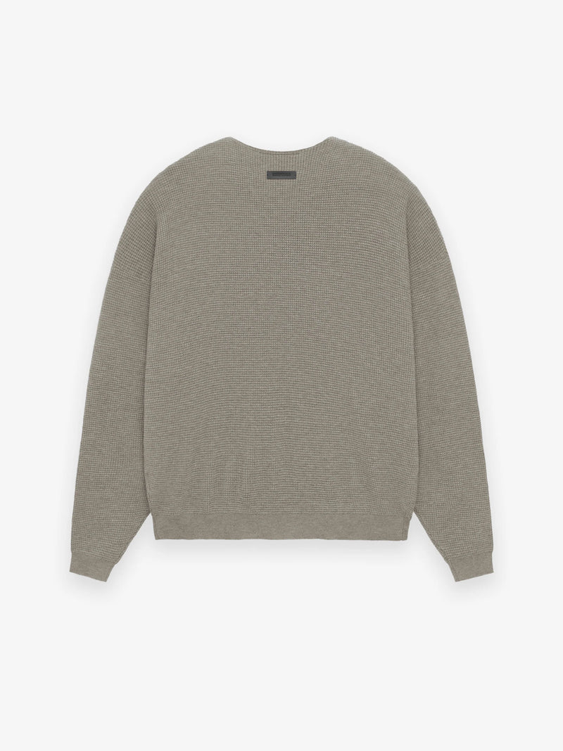 WAFFLE CREWNECK SWEATER - DARK HEATHER