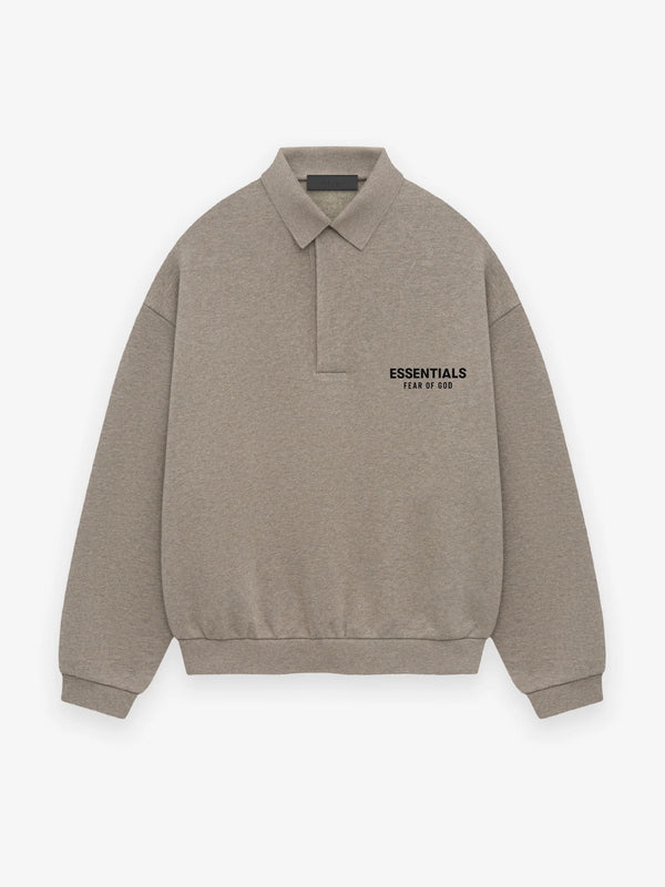 FLEECE POLO - HEATHER GRAY