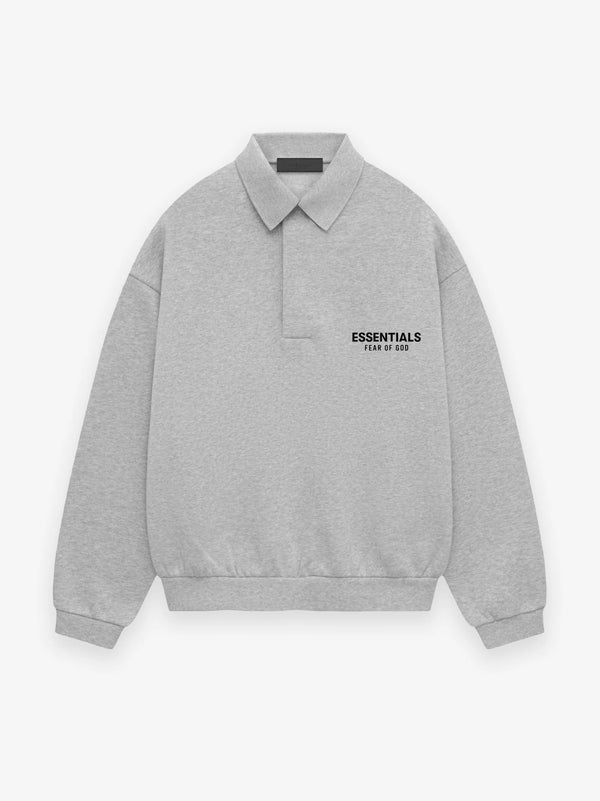 FLEECE POLO - LIGHT HEATHER GRAY