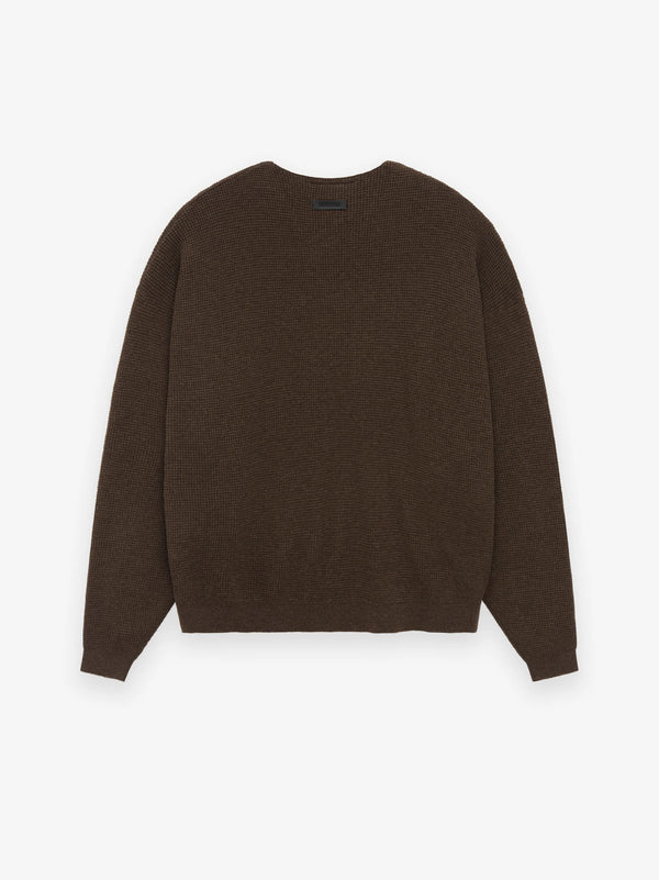 WAFFLE CREWNECK SWEATER - BROWN