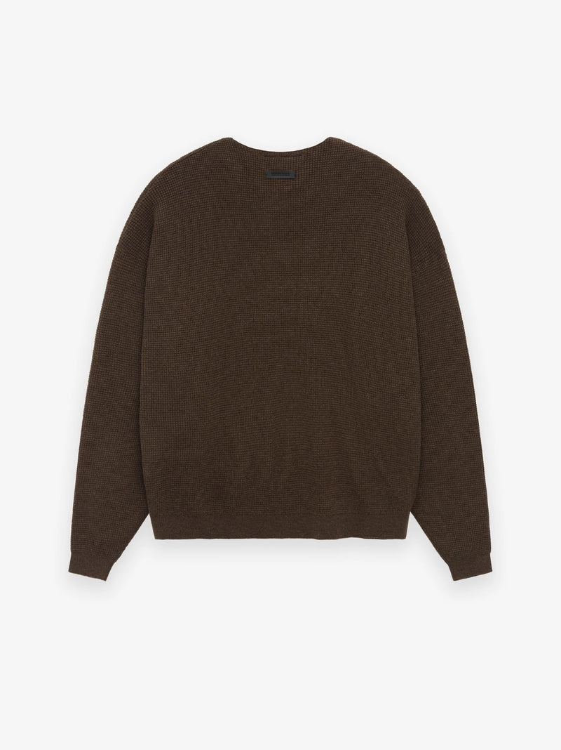 WAFFLE CREWNECK SWEATER - BROWN