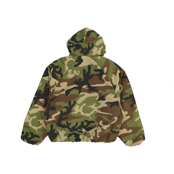 MILITARY NYLON HOODED JACKET - WOODLAND CAMO