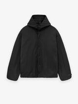 TEXTURED NYLON HOODED COACHES JACKET - BLACK